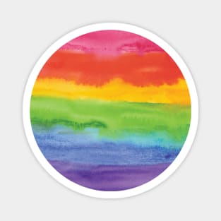 Abstract Watercolor Painted Stripes Rainbow Magnet